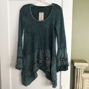 Blue Boho Layered Top